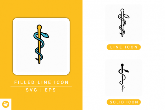 Asclepius Icons Set: A Refined Graphic Design Asset for Commercial Use