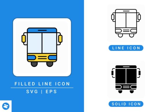 Bus Icons Set: A Versatile Graphic Design Asset for Local Business Branding