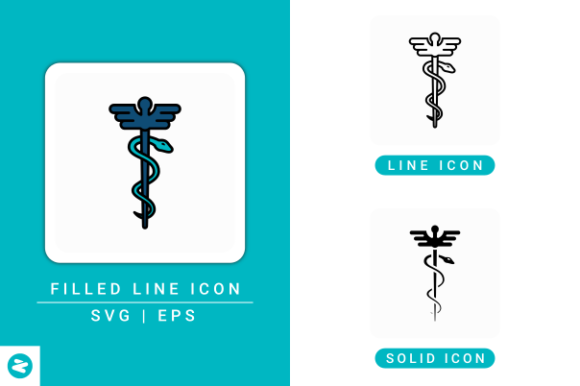 Caduceus Rod Icons Set: A Versatile Graphic Design Asset for Local Branding