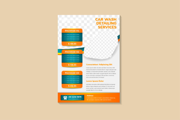 Car Wash Vertical Flyer Orange Blue: A Vibrant Graphic Design Asset for Print Templates
