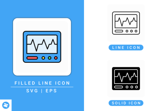 Cardiogram Icons Set: A Modern Graphic Design Asset for Medical-Themed Branding