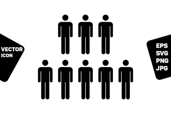 Group Icon Vector Male Persons Symbol for Embroidery Projects