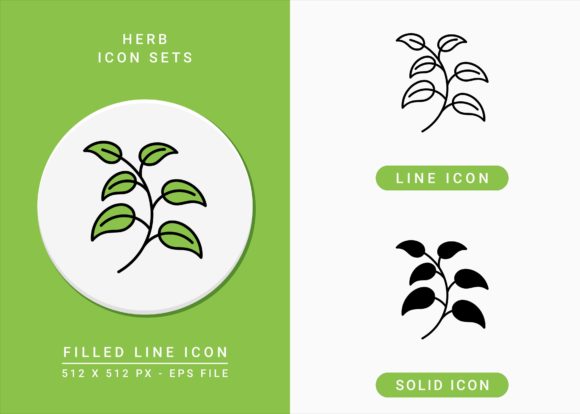 Herb Icons Set: A Versatile Graphic Design Asset for Crafters