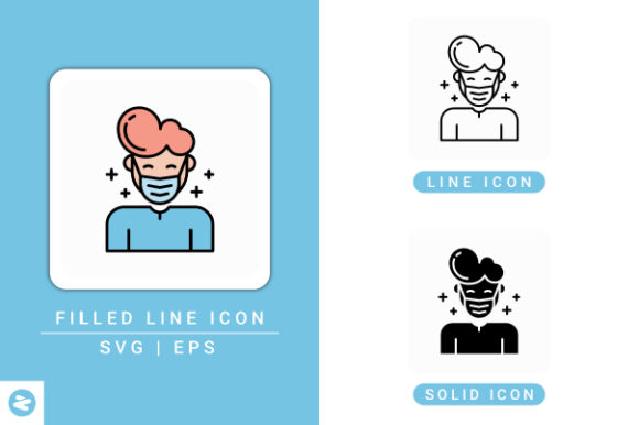 Man Facemask Icons Set: A Solid Graphic Design Asset for Digital Sellers