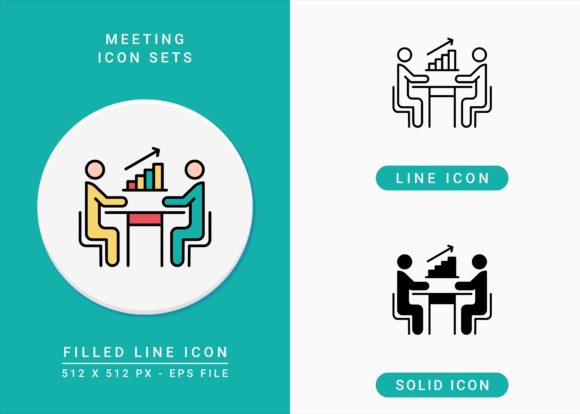 Meeting Icons Set: A Modern Graphic Design Asset for Creative Branding