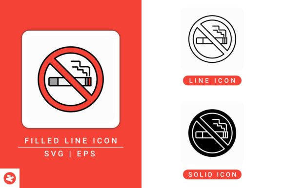 No Smoking Icons Set: A Versatile Graphic Design Asset for Creative Projects
