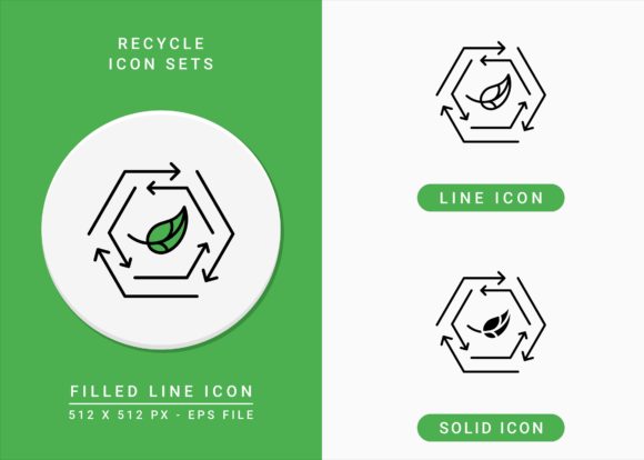 Recycle Icons Set, Biodegradable Concept: A Solid Graphic Design Asset for Digital Sellers