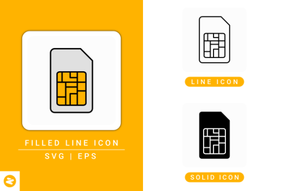 Sim Card Icons Set: A Modern Graphic Design Asset for Content Creators