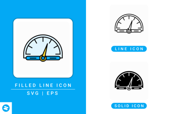 Speedometer Icons Set: A Modern Graphic Design Asset for Creative Projects