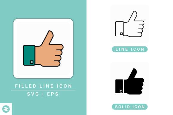 Thumb Up Icons Set: A Modern Graphic Design Asset for Strong Brand Communication