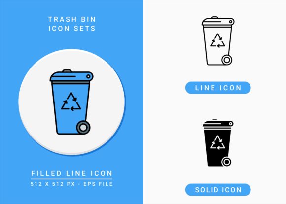 Trash Bin Icons Set: A Practical Graphic Design Asset for Digital Sellers